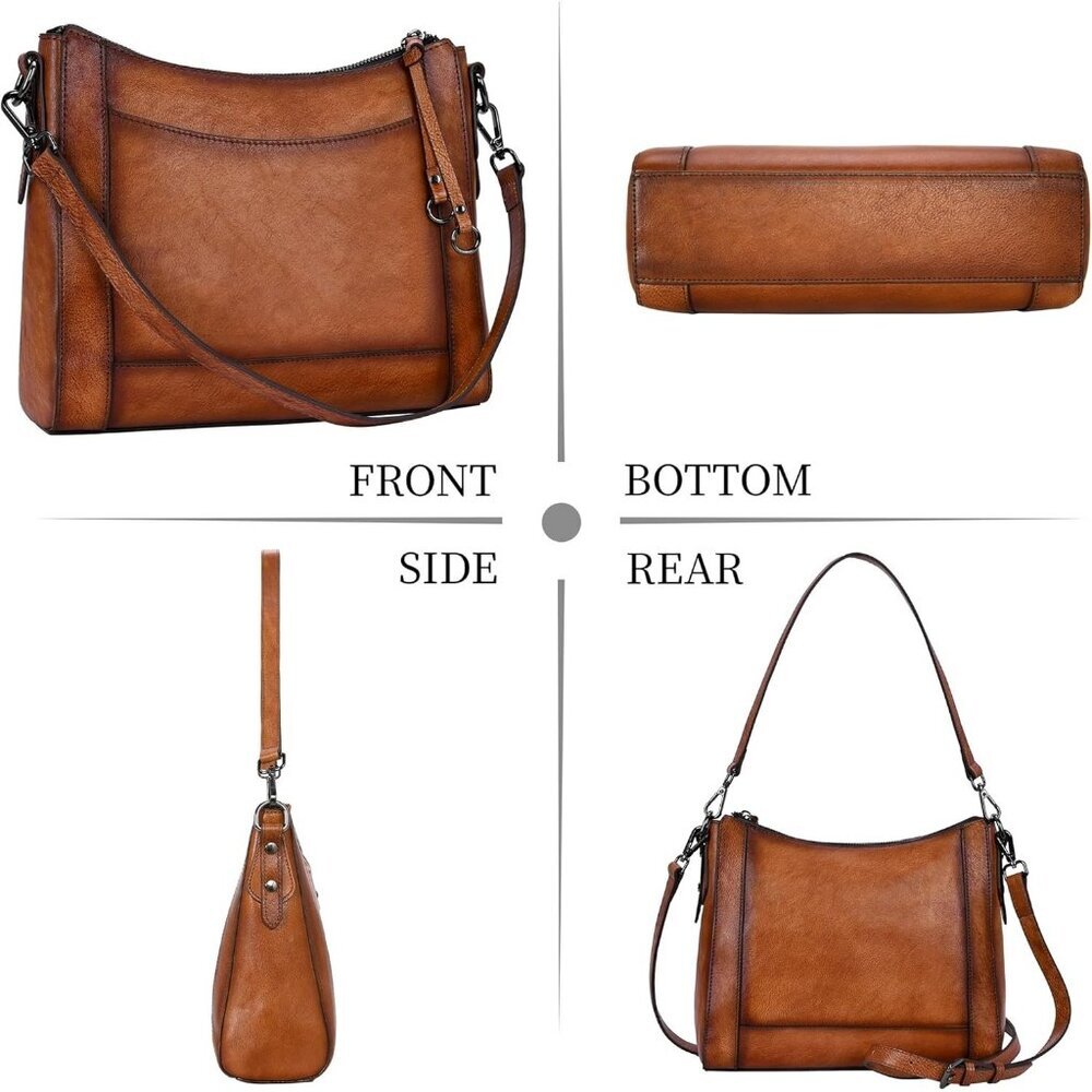 Women Light Brown Genuine leather Imported Purses Handbag Crossbody Bags - Picture 5 of 7